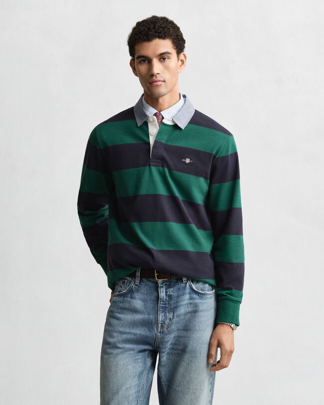 Heavy Rugger a righe con colletto in chambray