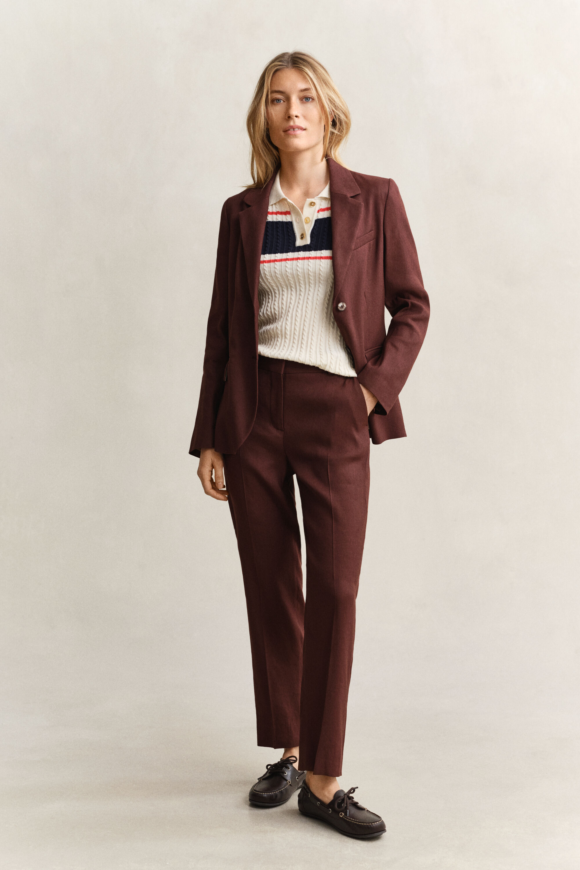 Pantaloni elasticizzati in lino sartoriali