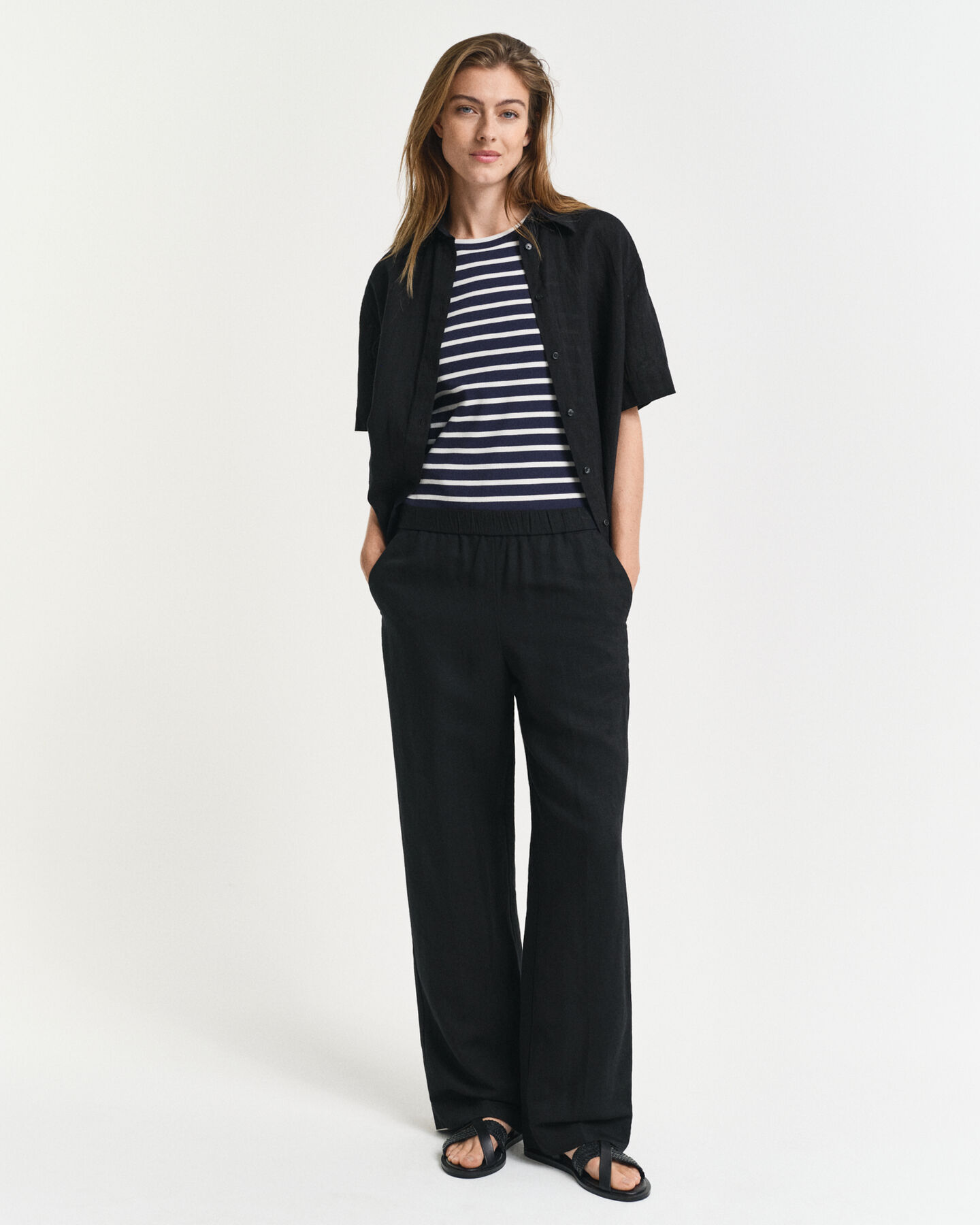 Pantaloni Pull-on in misto lino relaxed fit