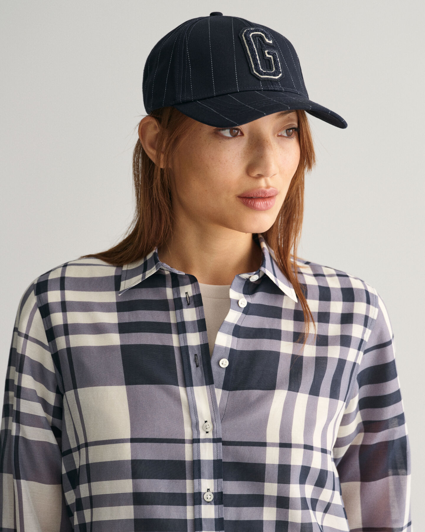 Camicia in misto cotone e seta a quadri regular fit