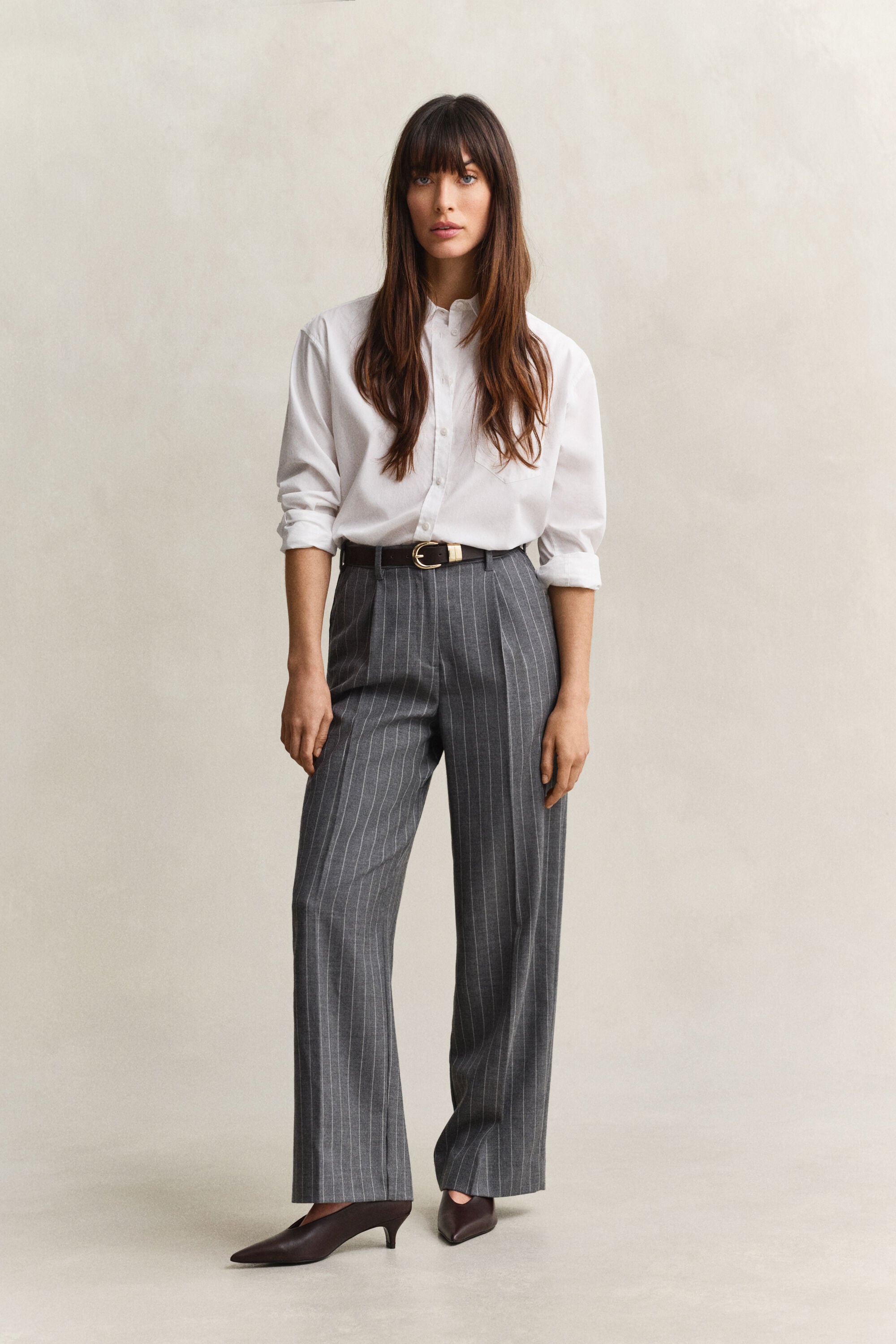 Pantaloni gessati in lana a righe