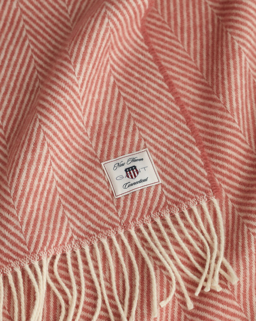 Coperta in lana con motivo a spina di pesce