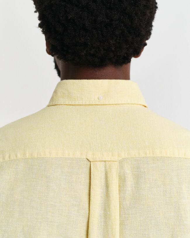 Camicia a maniche corte in misto cotone-lino regular fit