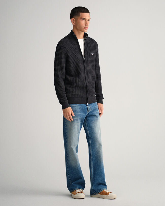 Maglia in cotone Texture con zip lunga