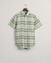 Camicia di lino madras a maniche corte regular fit