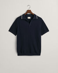 Maglia a polo testurizzata in cotone con colletto aperto