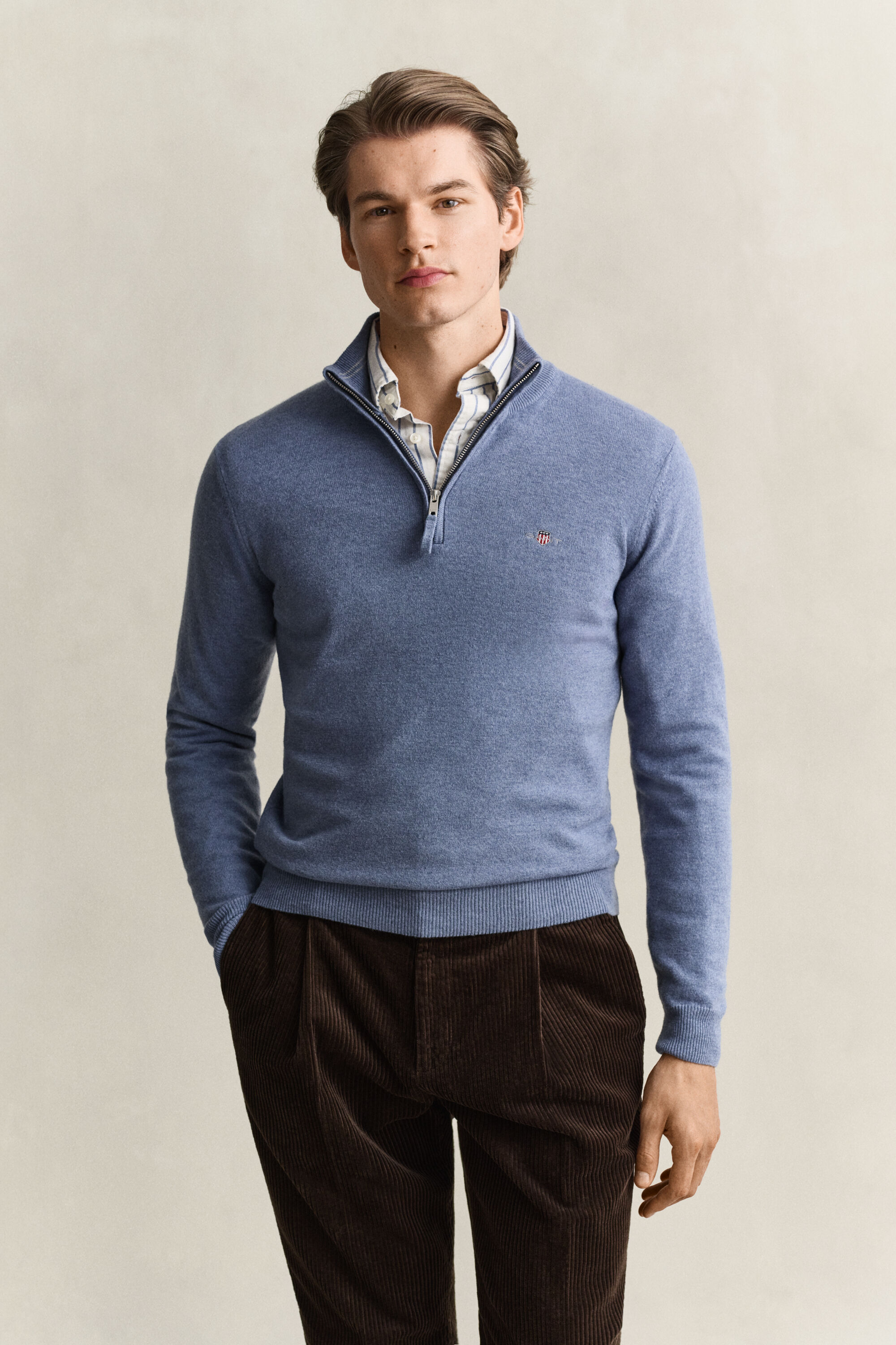 Maglia in lana d’agnello con zip corta