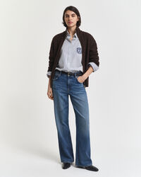 Cardigan con zip lavorato a trecce