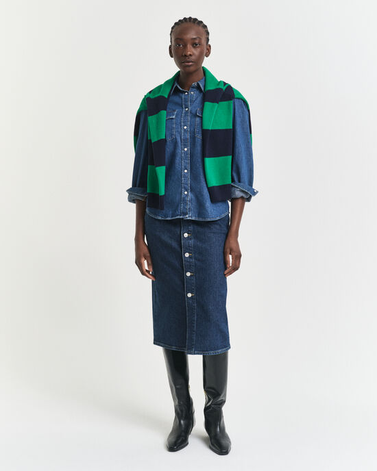 Gonna midi di jeans con abbottonatura