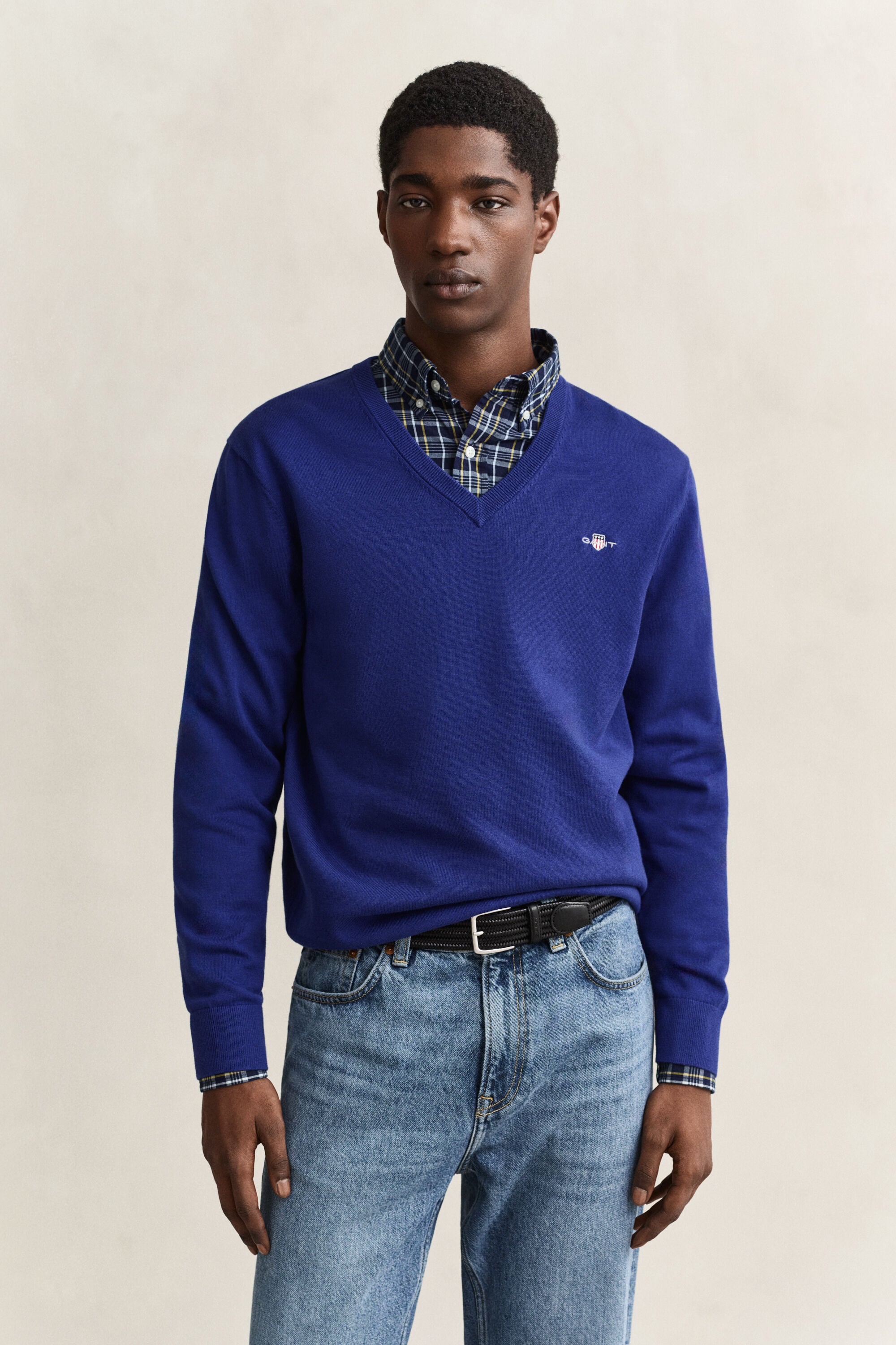 Maglia in cotone con scollo a V classico