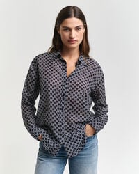 Camicia geometrica misto cotone-seta relaxed fit