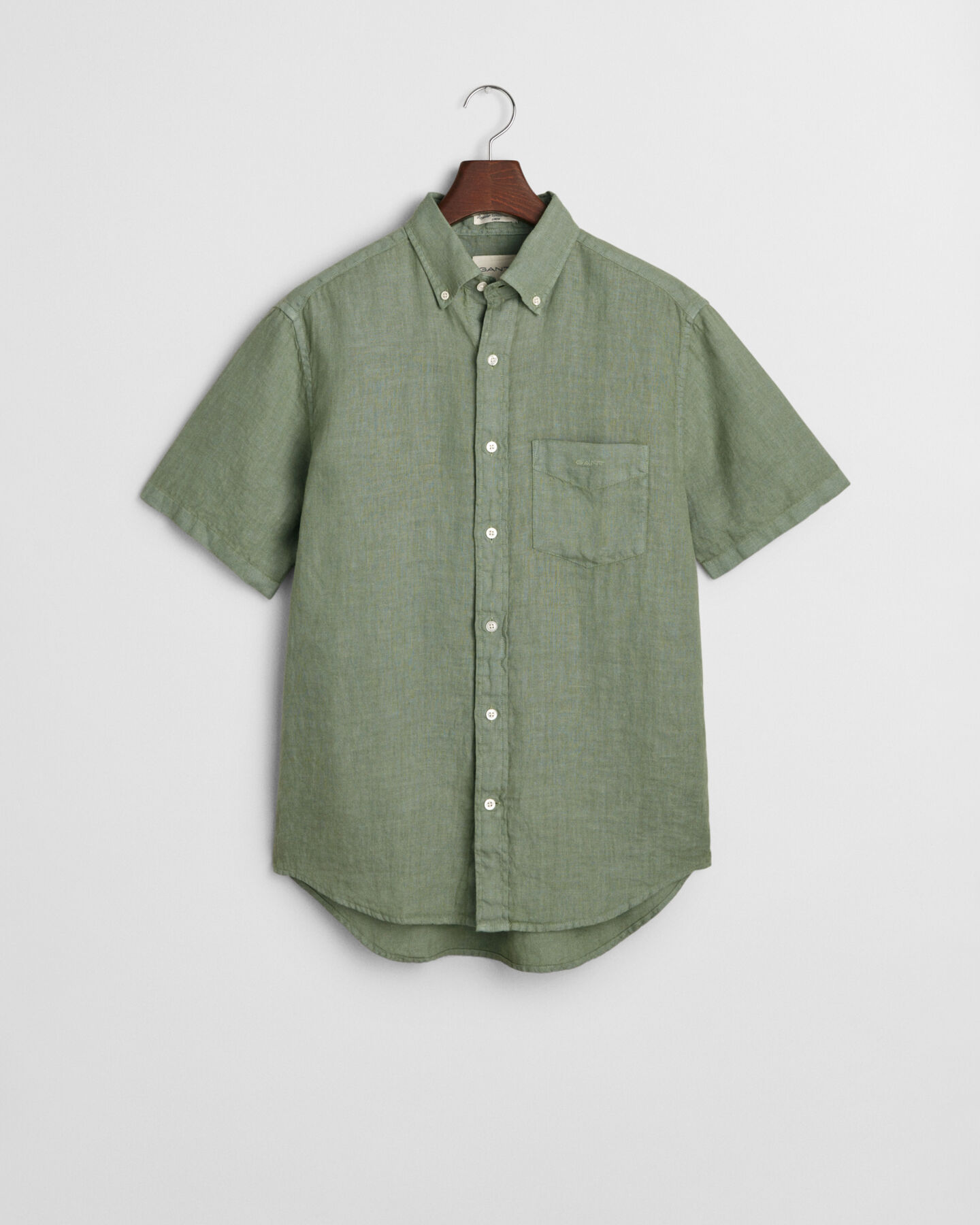 Camicia di lino tinto in capo maniche corte regular fit