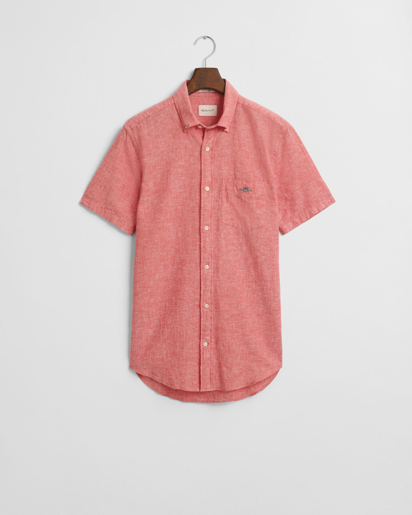 Camicia a maniche corte in misto cotone-lino regular fit