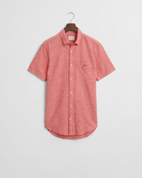 Camicia a maniche corte in misto cotone-lino regular fit