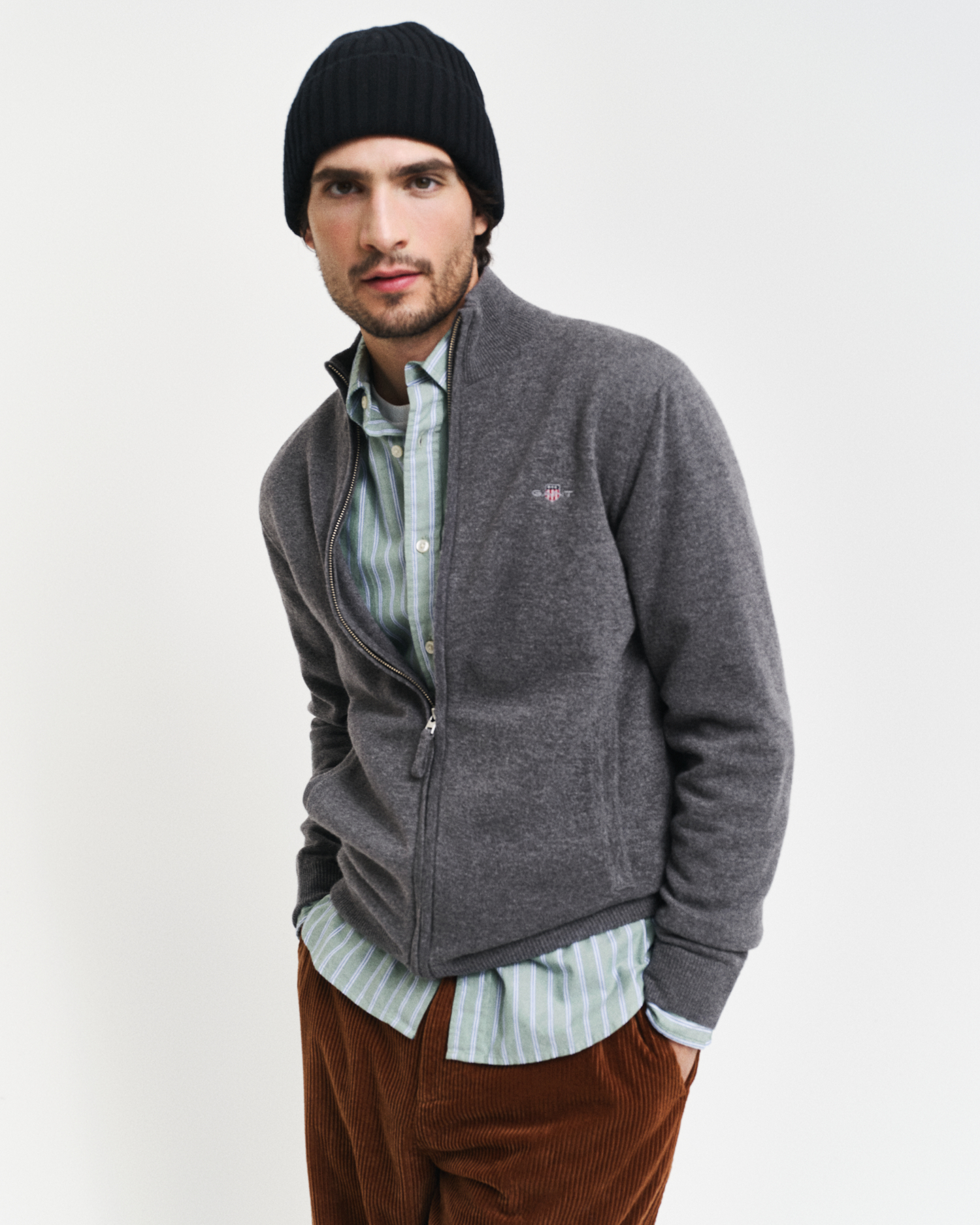 Hackett London Maglione Girocollo In Lana D'agnello Uomo, Rosso, Tessuto Superfine, Polsini E Orlo A Coste