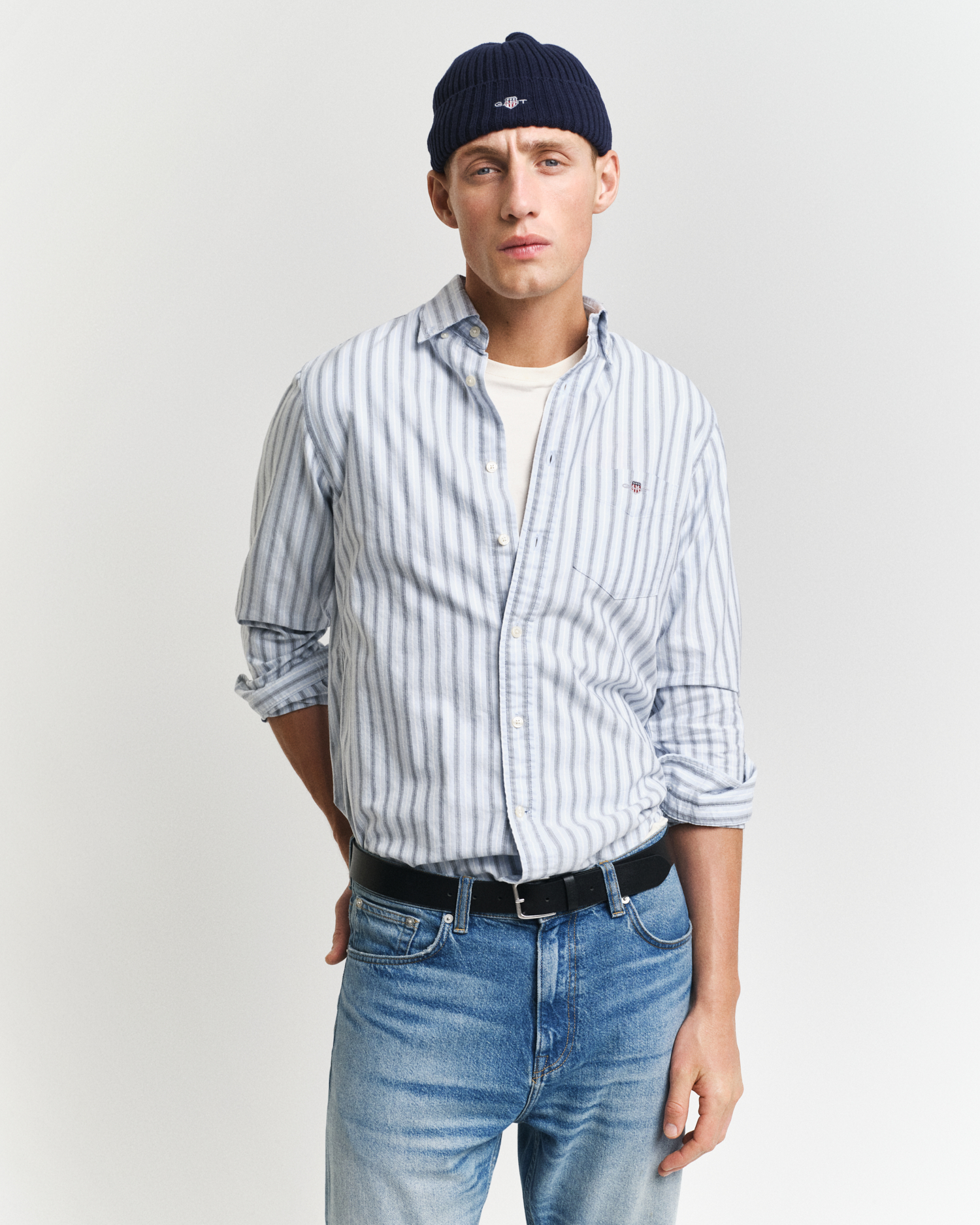 Camicia Uomo OLYMP Luxor Maniche Lunghe - 466 Comfort Fit 20 - Righe Blu - Colletto New Kent - 5